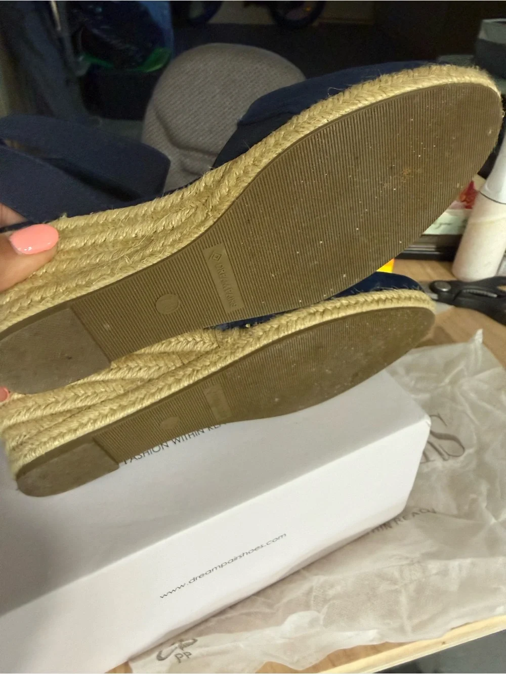 Dream Pairs Navy Espadrille Wedge Sandals with Ankle Strap